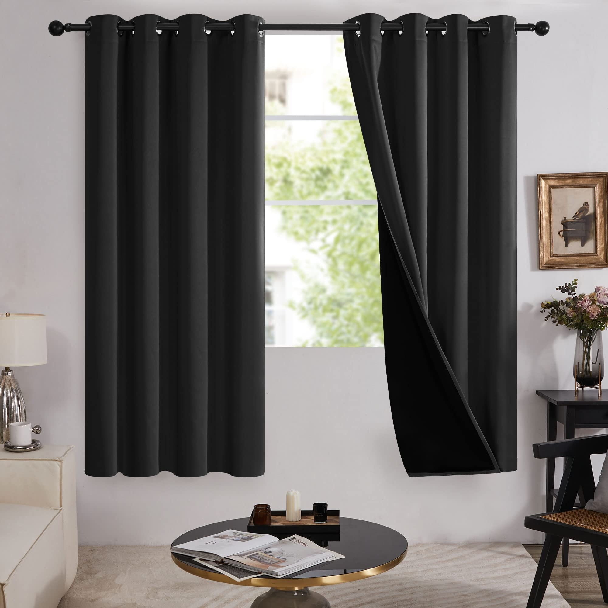 100% Blackout with Liner Grommet Curtain 4 Panels