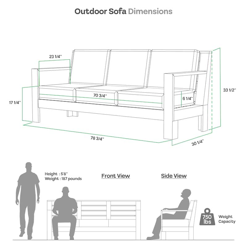 Cambridge Casual Logan Teak Outdoor 3-Seater Sofa with Sunbrella Cushion