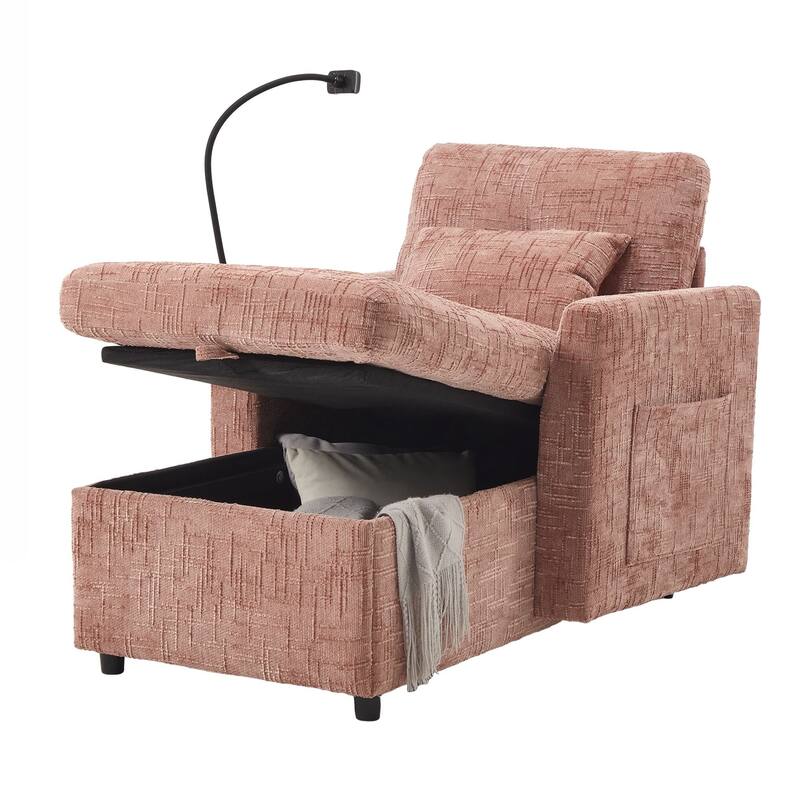 Multifunctional Lazy Person Sofa Recliner can be Stored Storage Backrest with Cell Phone Bracket Single Leisure Chair