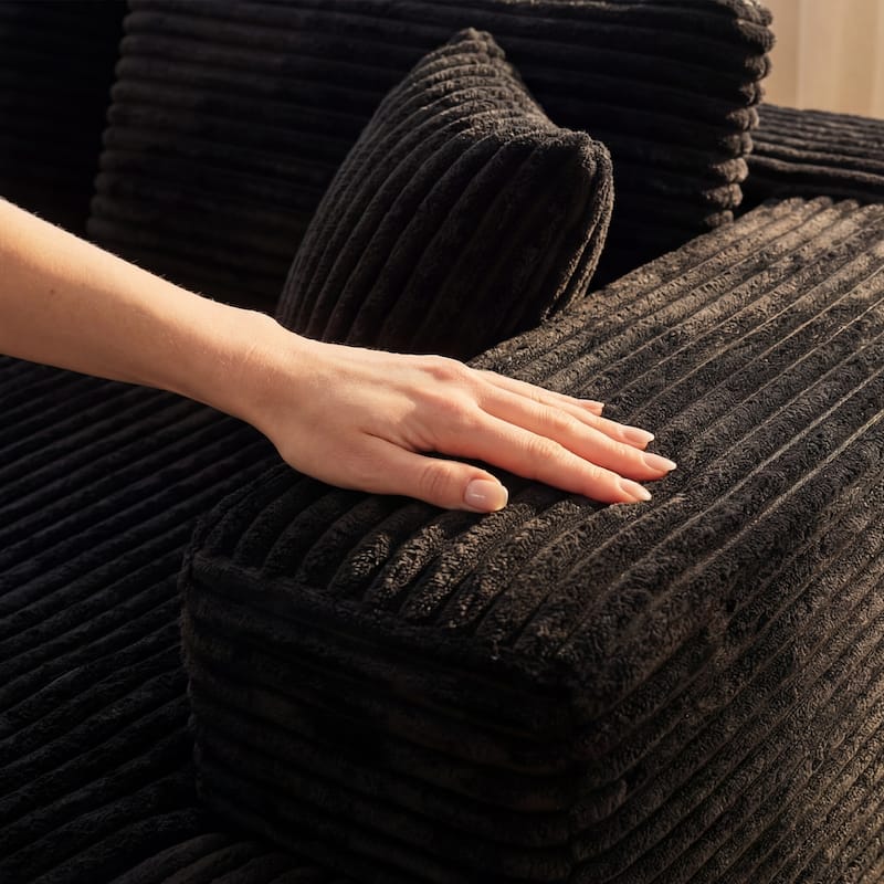 Black L-Shaped Compressed Foam Sofa – Ready-to-Use Sectional Couch with Chaise