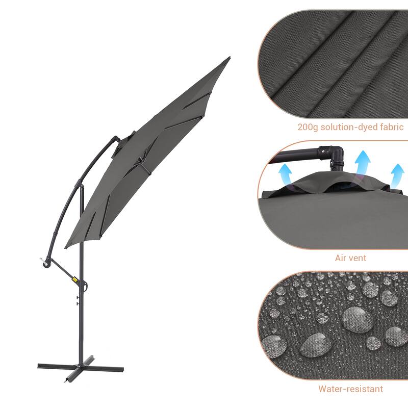 LIVOOSUN 8.2x8.2ft Offset Patio Umbrella Hanging Umbrella w/Steel Ribs