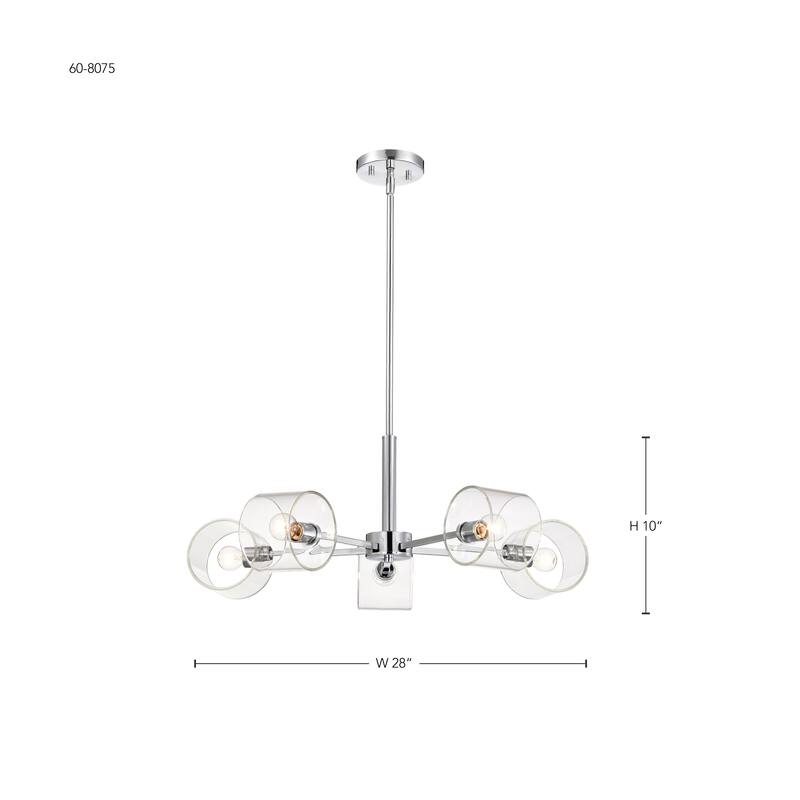 Marlowe 28 Inch 5 Light Chandelier Polished Nickel with Clear Glass - Polished Nickel