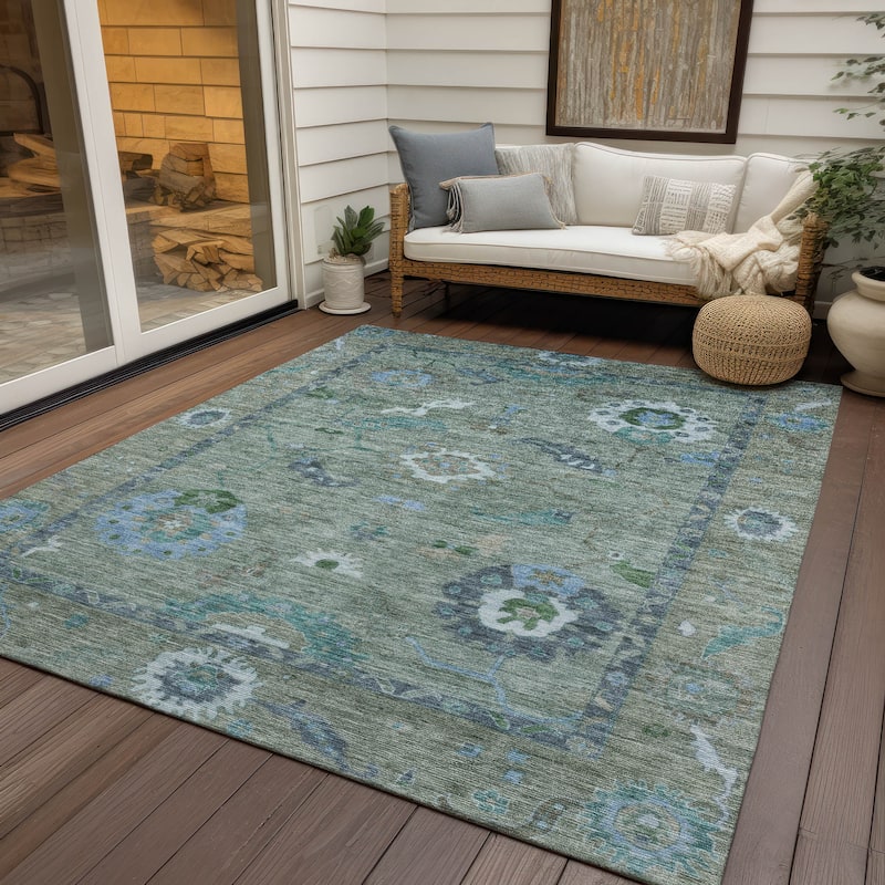 Machine Washable Indoor/ Outdoor Traditional Boho Chantille Rug