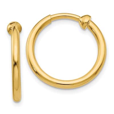Curata 14k Yellow Gold Polished Non-Pierced Hoop Earrings (2mm x 15mm)