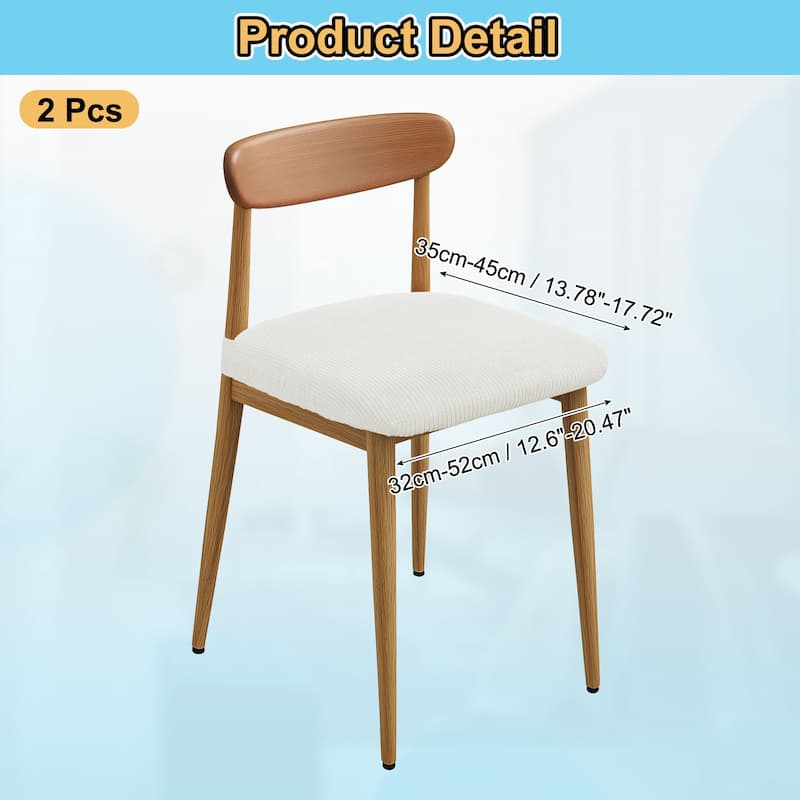 Set of 2 Chair Covers for Dining Chairs, Chair Seat Slipcovers - White