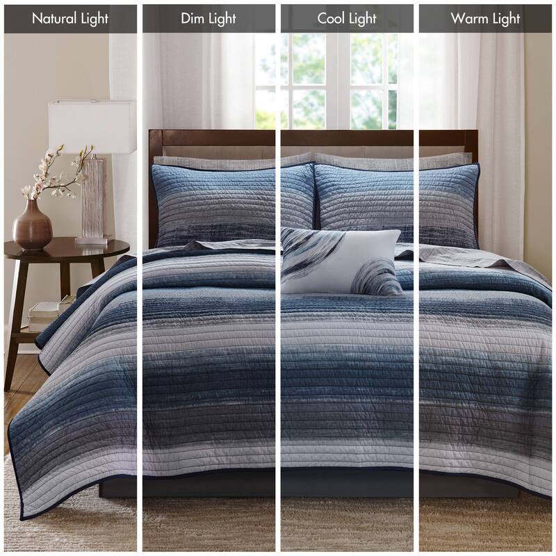 Madison Park Essentials Barret Quilt Set with Cotton Bed Sheets