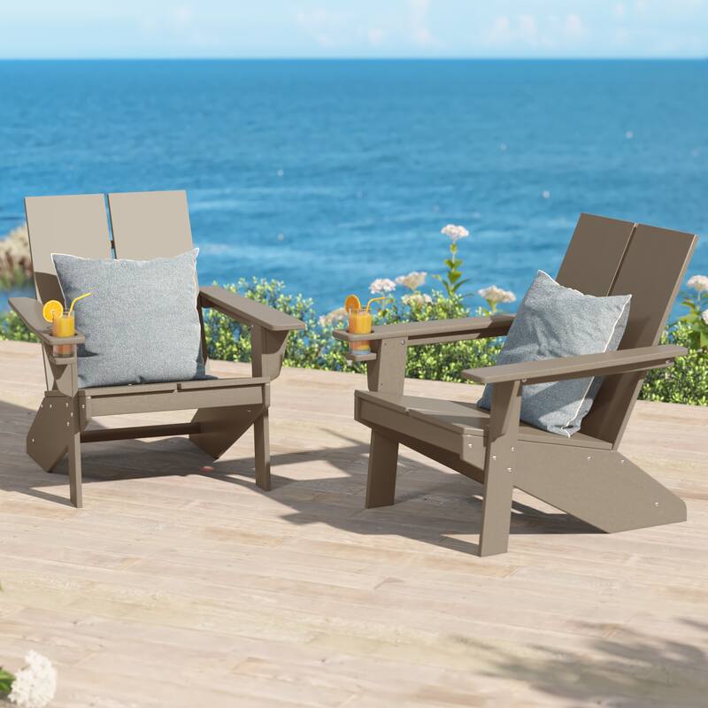 Coastin Modern Poly Adirondack Chair (Set of 2), Black