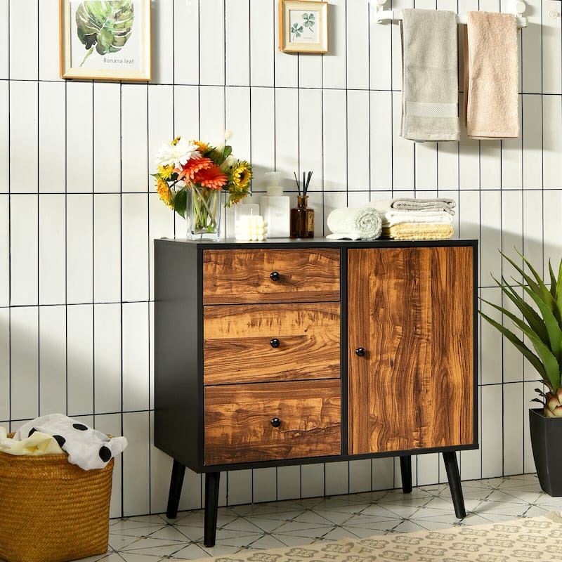Gymax Storage Cabinet w/Drawer & Side Cabinet 31.5'' Sideboard Dresser - See Details
