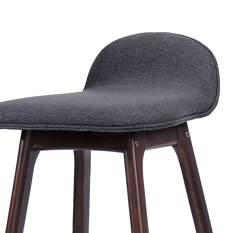 Roomfitters Mid-Century Modern Upholstered Low Back Barstools, 28.5-Inch Counter Height, Set of 2