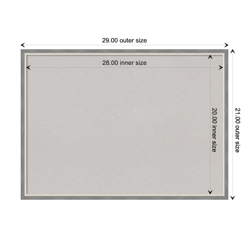 Theo Narrow Wood Framed Grey Corkboard Bulletin Board