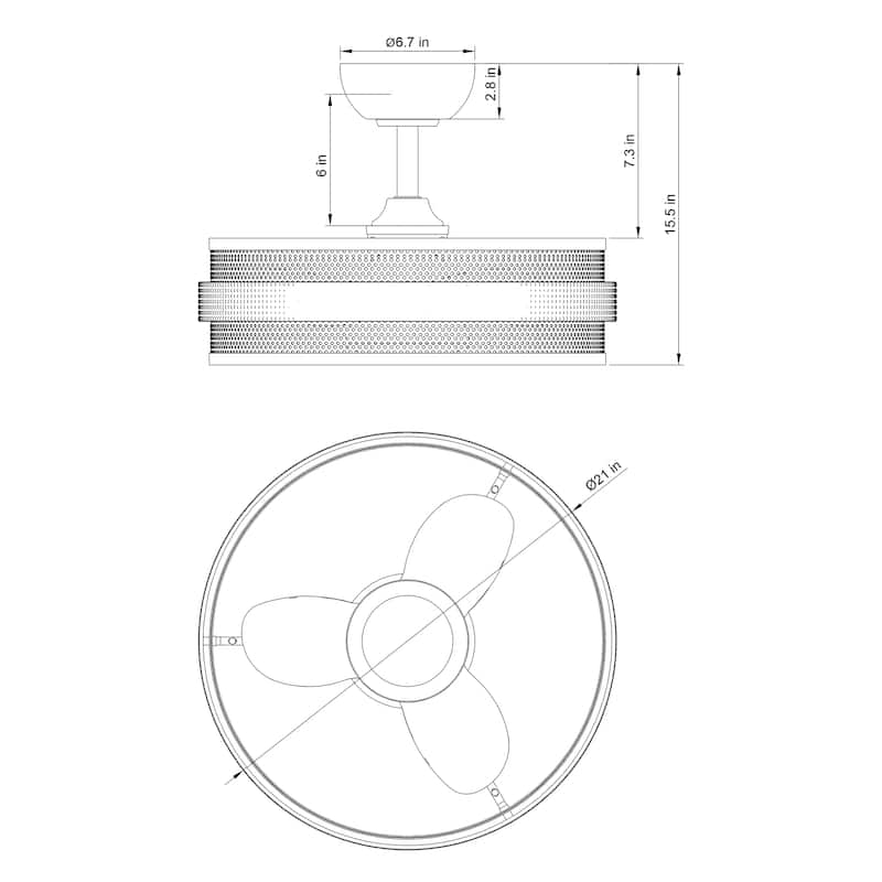 21-inch Brown Rustic Cage Small Ceiling Fan/ Fandelier with Light and Remote - 21 in. D x 21 in. W x 15.5