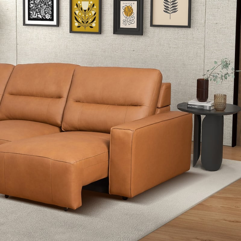 GDFStudio - Grant Top-Grain Leather Triple Power Convertible Sofa