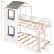 preview thumbnail 4 of 8, House Bunk Bed for Kids, Twin Over Twin Bunk Bed Frame, Wooden Floor Bunk Bed with Roof, Window, Guardrail, Ladder