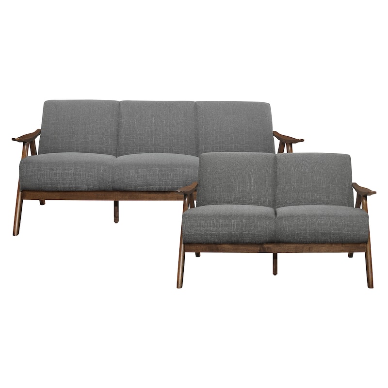 Levine 2-Piece Retro Living Room Sofa Set - Grey