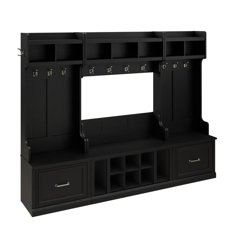 Woodland Full Entryway Storage Set with Coat Rack by Bush Furniture