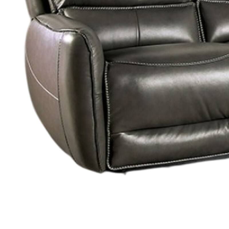 Pono Power Reclining Sofa, Gray Top Grain Leather, 85 Inch, Zero Gravity