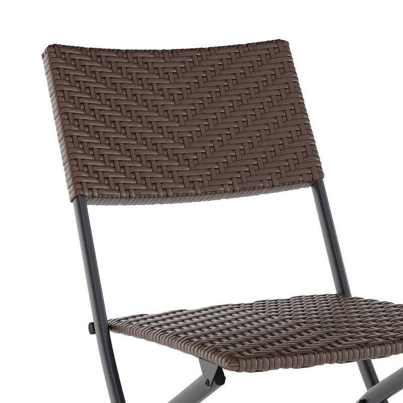3PC Indoor/Outdoor PE Rattan Folding Bistro Set