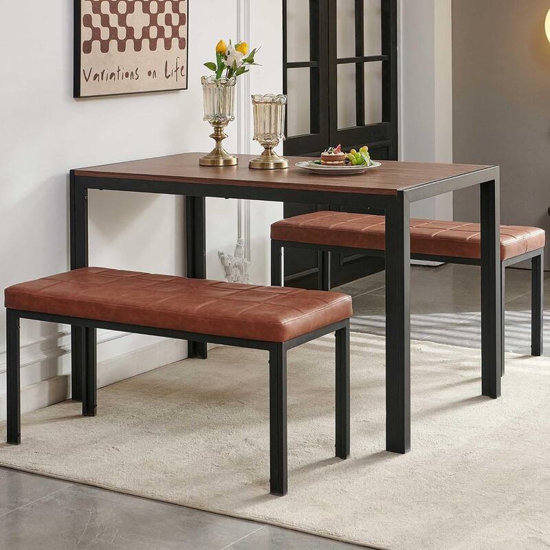 Howtai 36.6" Upholstered Leather PU Dining Bench