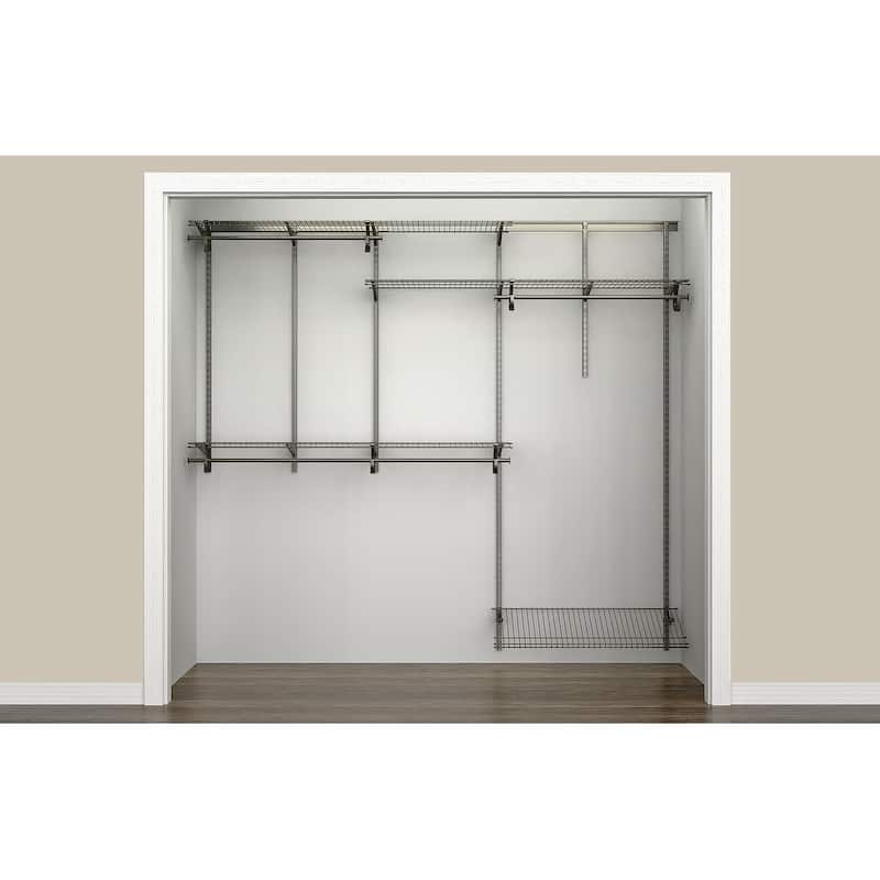 ClosetMaid ShelfTrack 60-96 Inch Wide Adjustable Closet Organizer - Nickel