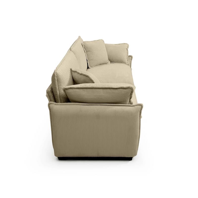 Oversize Loveseat, 81'' 2 Seater Corduroy Couch with 4 Pillows and Removable Armrests, Modern Love Seat for Living Room, Office
