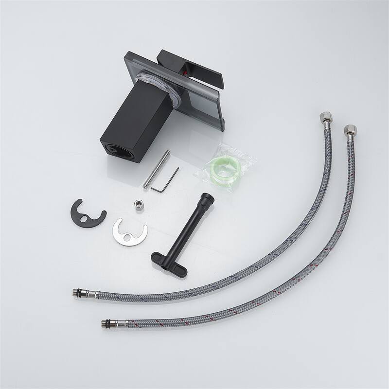 Single Handle Waterfall Bathroom Faucet with LED Light Bathroom Sink Basin Faucets