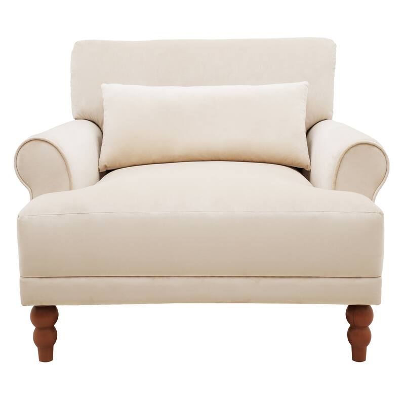 Accent chair, Elegant Circular Armrests, Ergonomic Lumbar Support, Vintage Roman Column Legs, for Living room,Bedroom