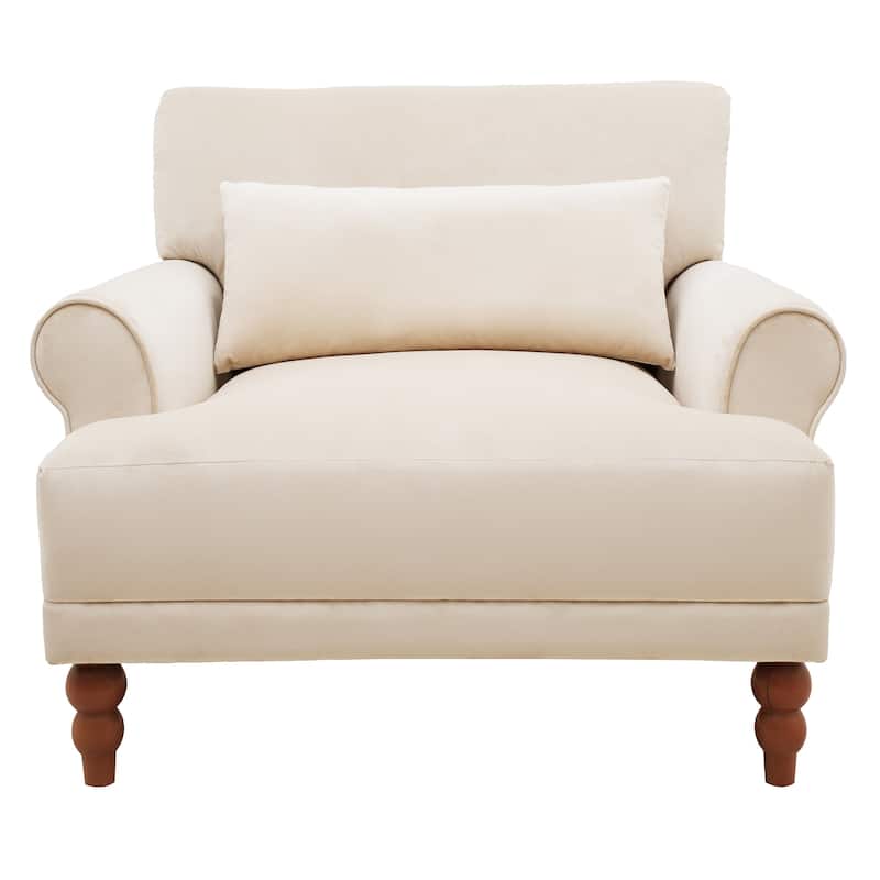 Beige 37.8" Velvet Accent Chair