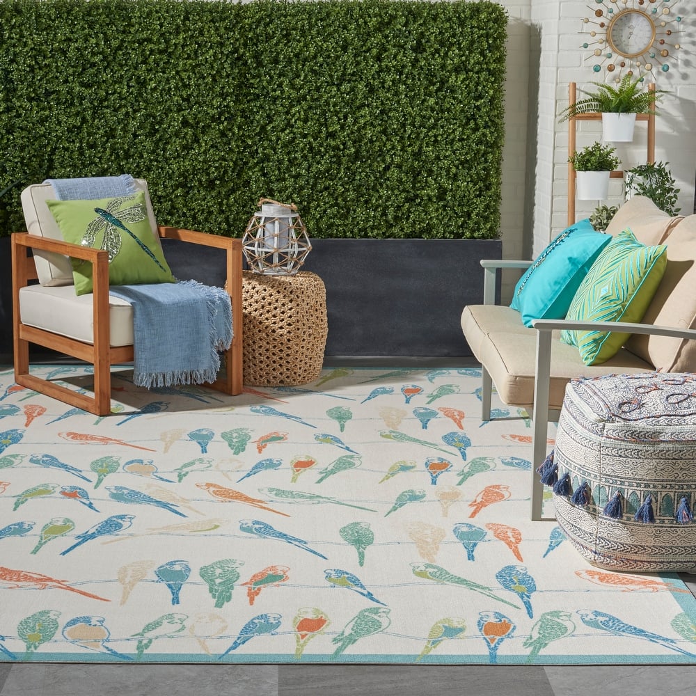 Waverly Sun N' Shade Modern Birds Indoor/Outdoor Area Rug