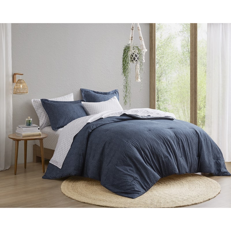 Chelsea Square Reese Chambray Print Microfiber Comforter Set with Bed Sheets