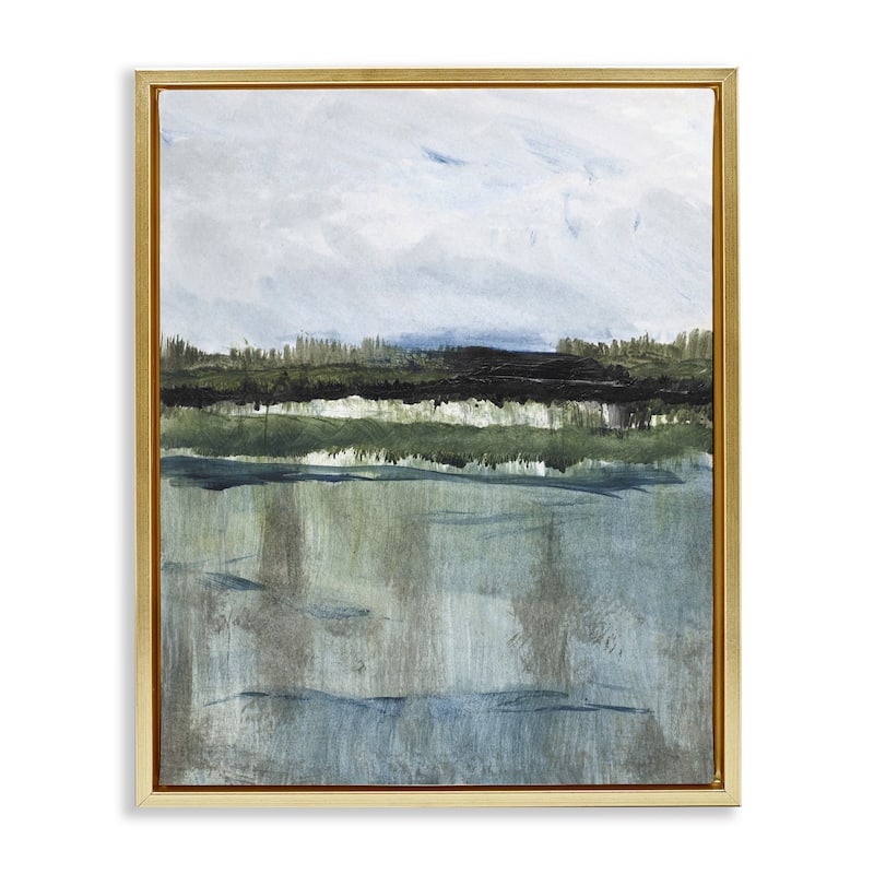 Stupell Northwest Lakeside View Framed Floater Canvas Wall Art Design By Lanie Loreth - 25 x 31 - Gold