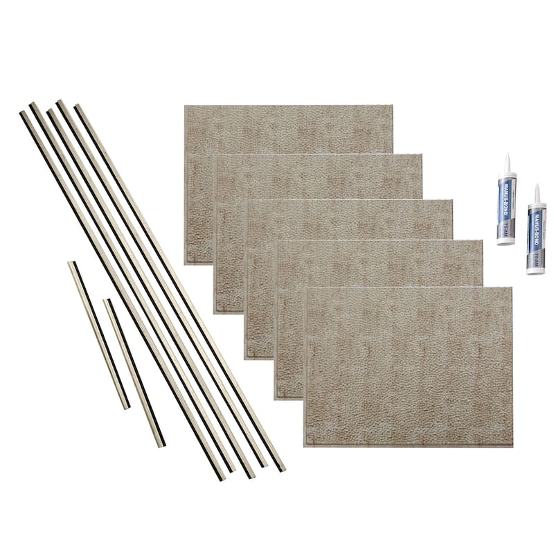 FASÄDE Hammered Decorative Vinyl Backsplash Panel - 15 Sq Ft Kit - Vintage Metal