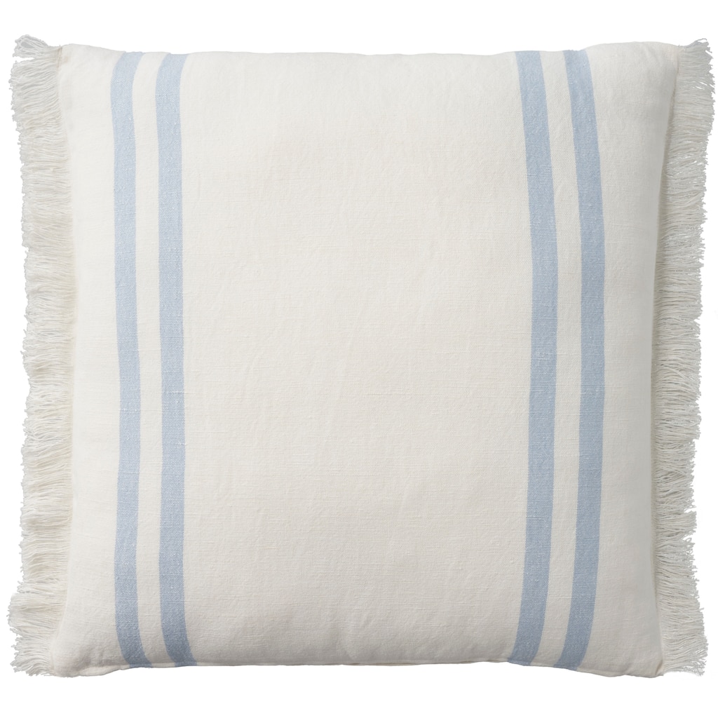Mina Victory Lifestyle Cotton Linen Stripes 20" x 20" Ocean Indoor Throw Pillow