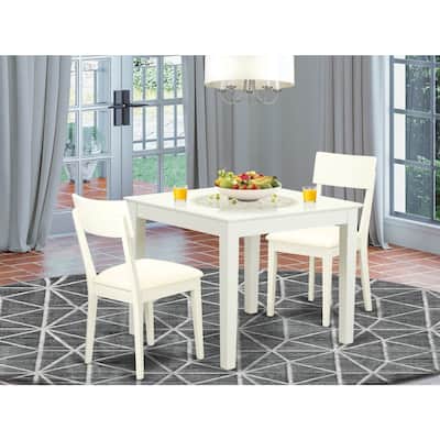 Dinette Set 3 Piece - Table & 2 Dining Chairs - Linen White Finish