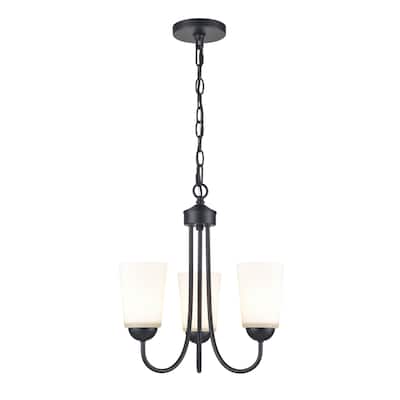 Millennium Lighting Ivey Lake 3 Light Chandelier in Multiple Finishes with Frosted Glass Shades