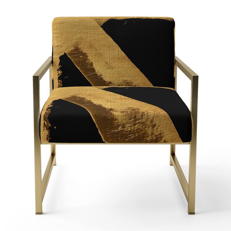 Designart "Black & White Crossing Paths I" Upholstered Abstract Accent Chair - Modern Arm Chair For Bedroom