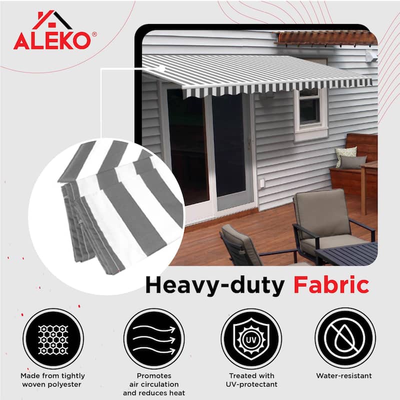 ALEKO Replacement Fabric for Patio Retractable 16x10 ft Awning Grey/White