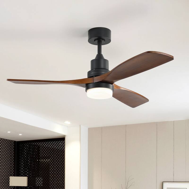 52 inch Smart Solid Wood Ceiling Fan with Intetraged Light and Remote,Google Assistant/Alexa APP Control