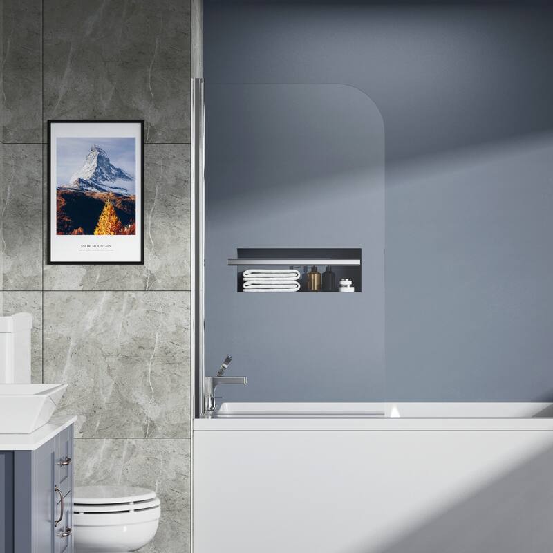 31 in. W x 55 in. H Frameless Fixed Glass Panel Shower Door