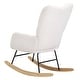 preview thumbnail 3 of 8, Ivory White Teddy Velvet Nursery Rocking Chair Ergonomic High-Back Glider with Rubberwood Base - 37.4 x 28.2 x 38.2in