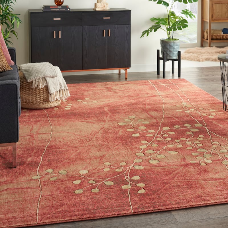 Nourison Somerset Contemporary Floral Area Rug - 9'6" x 13' - Red