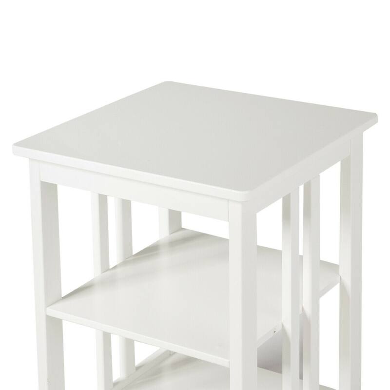 3-Tier Nightstand Side Table with Baffles and Corners-White