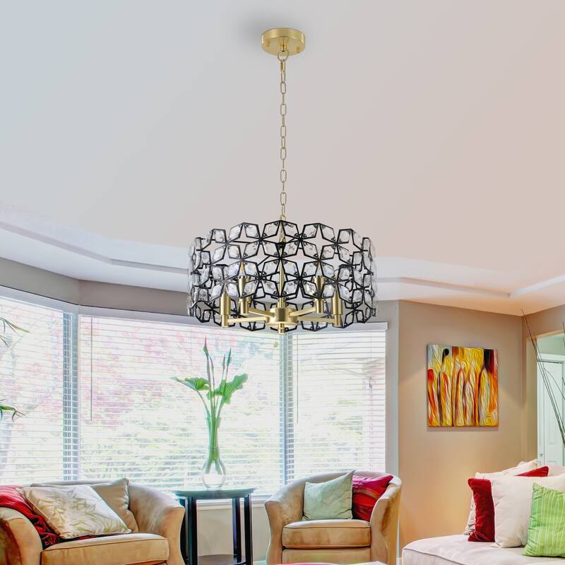 Crystal Ceiling Light Decorative Lighting Fixture with Metal Frame, Exquisite Hanging Crystal Chandelier for Foyer Study