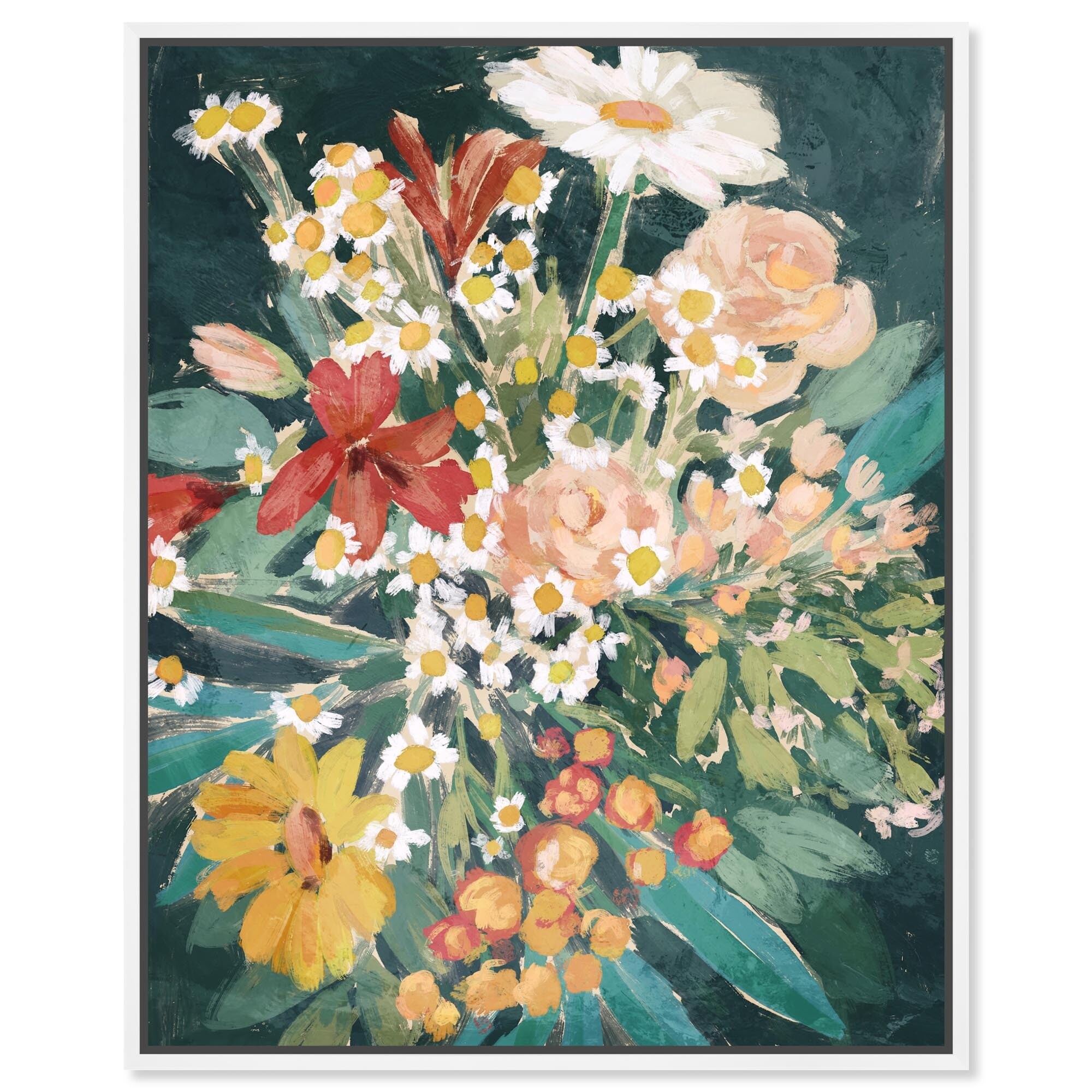 Modern Flowers Floral Decor Framed Canvas Print by Notoriart