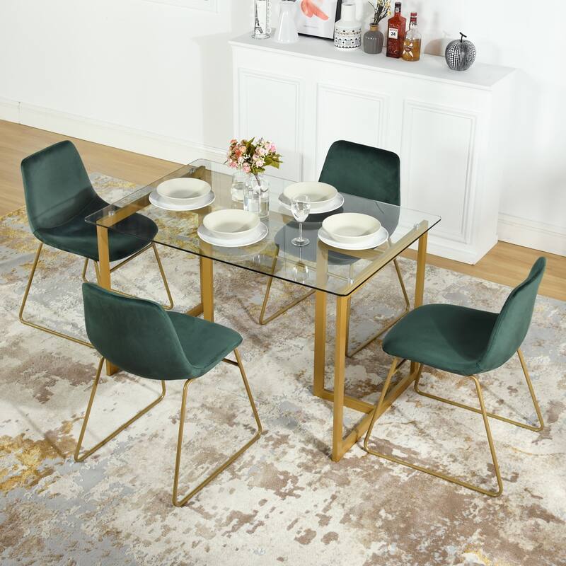 Homylin Batassel Velvet Dining Chairs, Upholstered Reception Chairs, with Metal Legs for Home Kitchen, Living Room(set of 2)