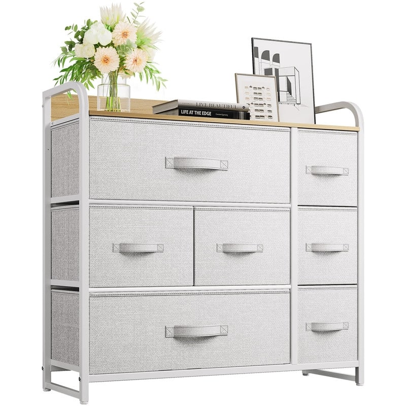 Fabric Dresser with 7 Drawers - A-light Grey - 7-drawer