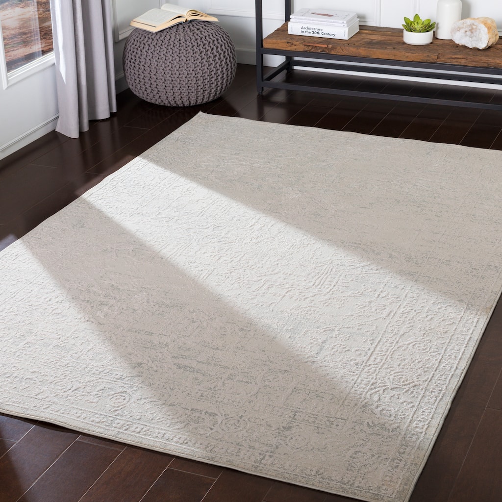 Keitha Grey Medallion Area Rug - 7'10" x 10'3"