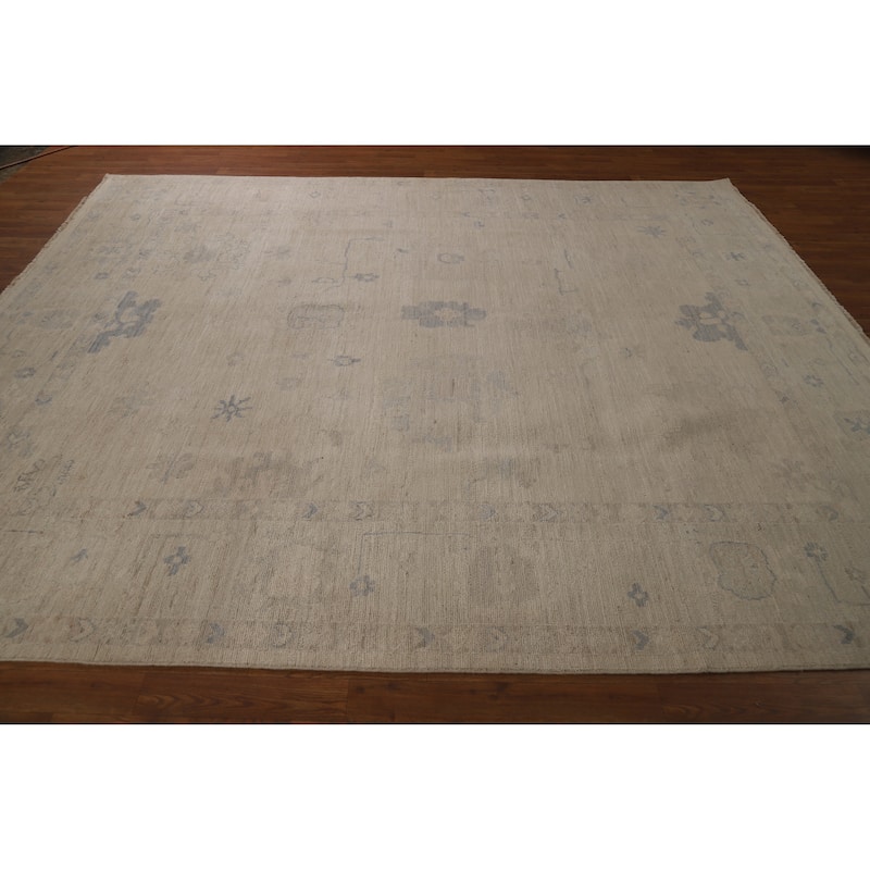 Vegetable Dye Oushak Turkish Rug Hand-Knotted Oriental Wool Carpet - 8'4"x 9'10"