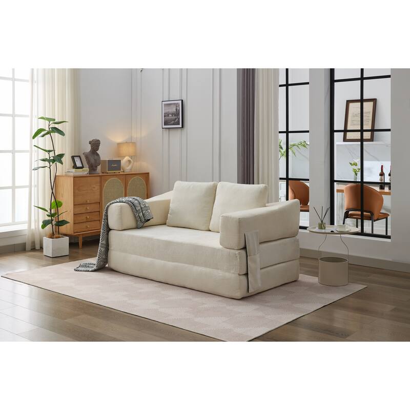 Modern Minimalist Sofa, Fold-Out Sofa Bed, Convertible Chair Floor Couch & Sleeping Mattress for Living room