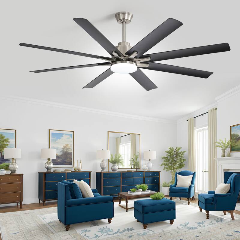 66 Inch Low Profile Ceiling Fan with Light and Remote/APP/Alexa Control, Reversible DC Motor - Brushed Nickel+Black