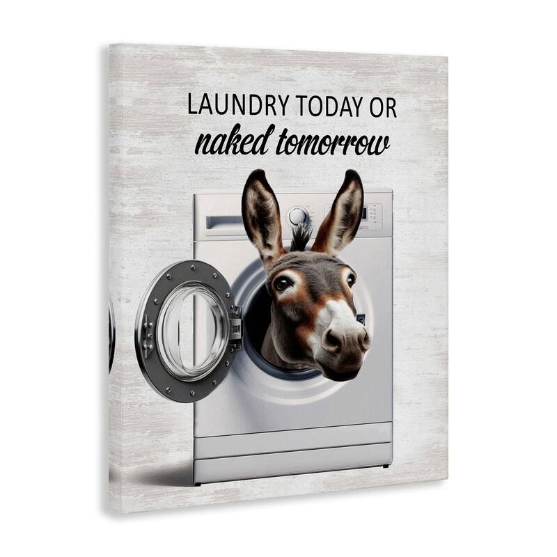 Stupell Funny Donkey Washing Machine Canvas Wall Art Design By Lettered and Lined